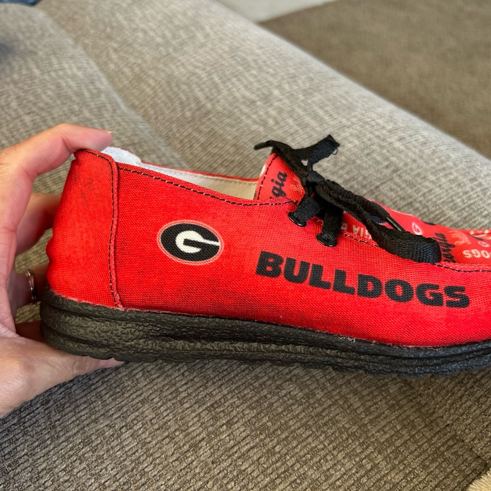 Red and Black Sneakers with Team Graphics - Picture 2 of 5